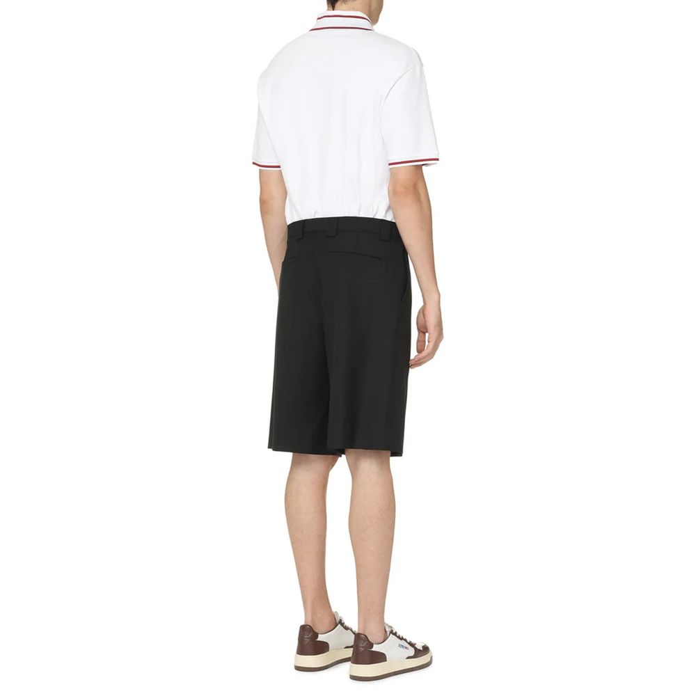 Black Polyester Bermuda Shorts