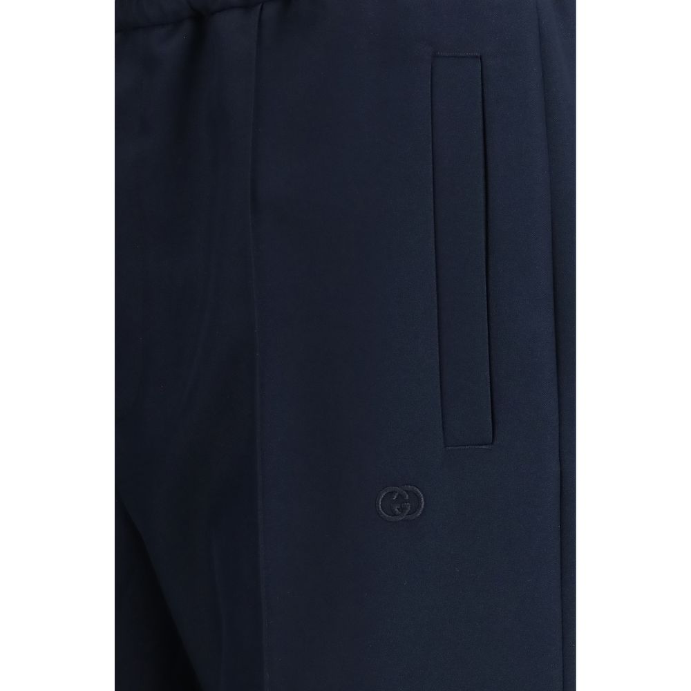 Blue Polyester Casual Pants