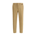 Beige Cotton Casual Pants