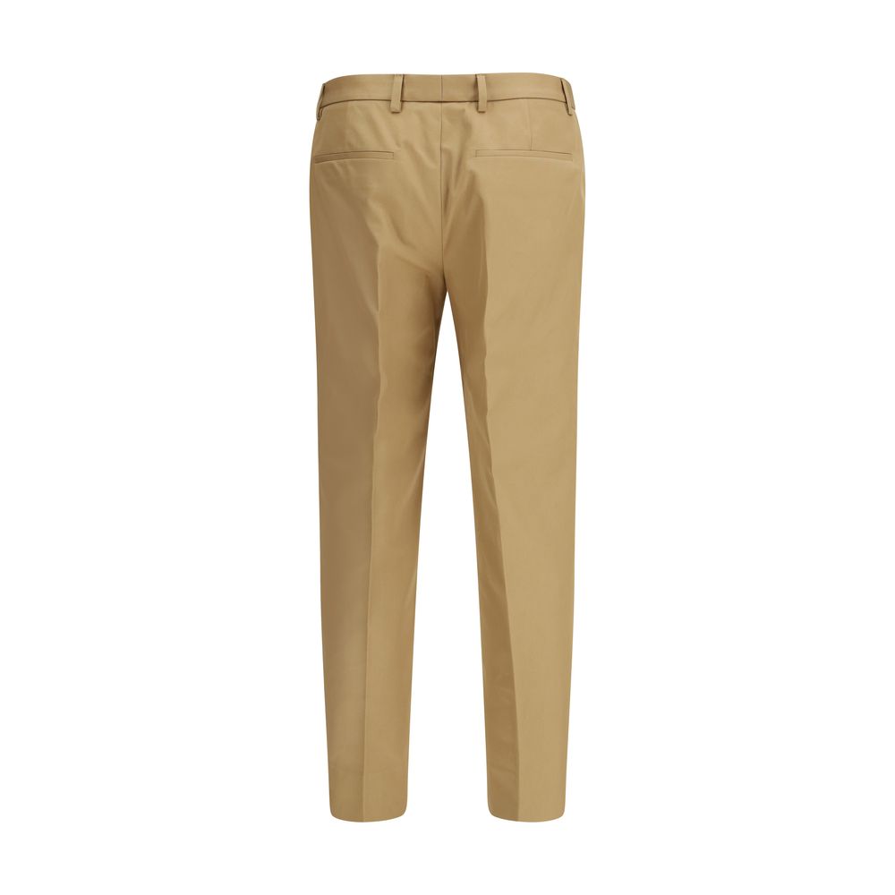 Beige Cotton Casual Pants