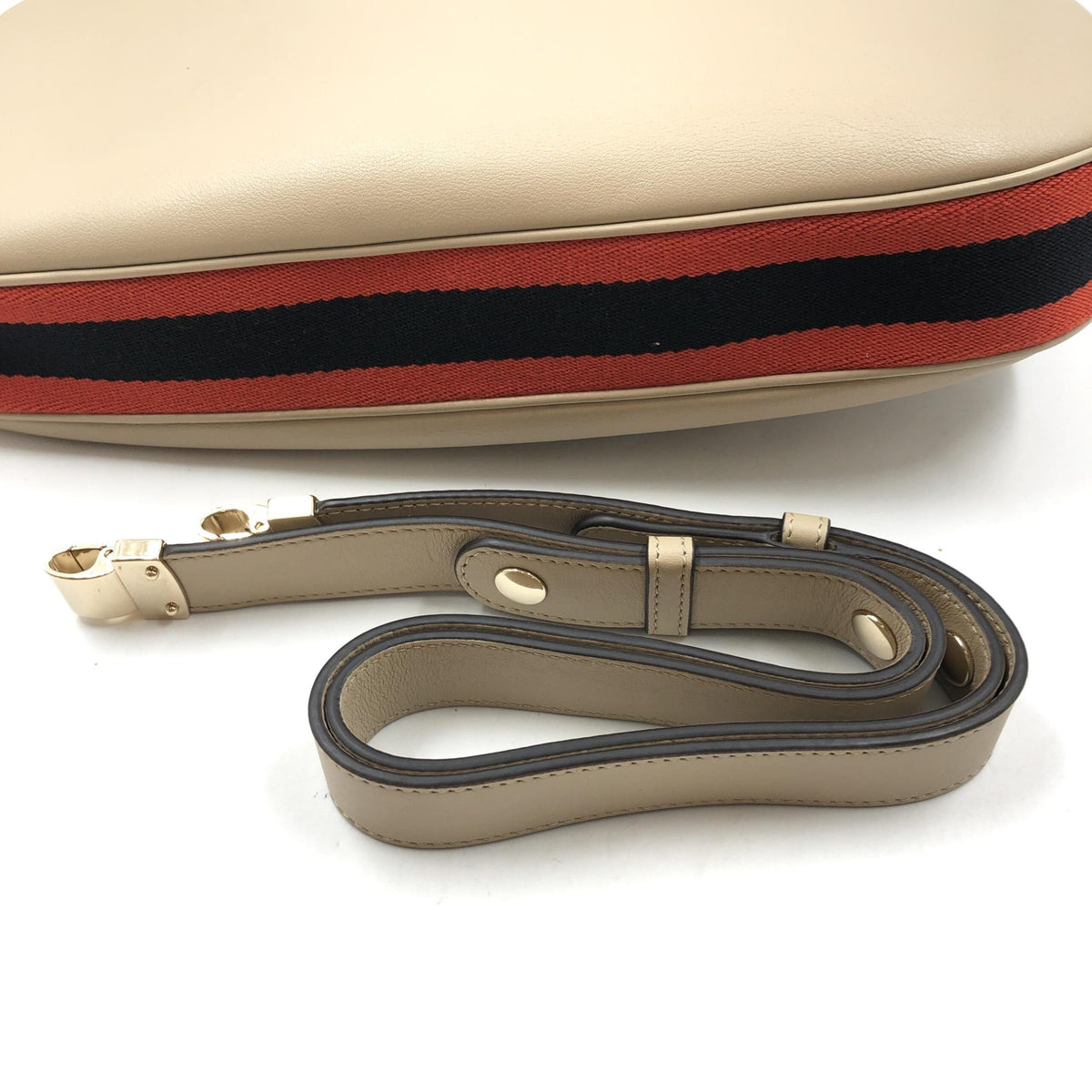 Gucci Aria Calfskin Web Large Attache Shoulder Bag Beige