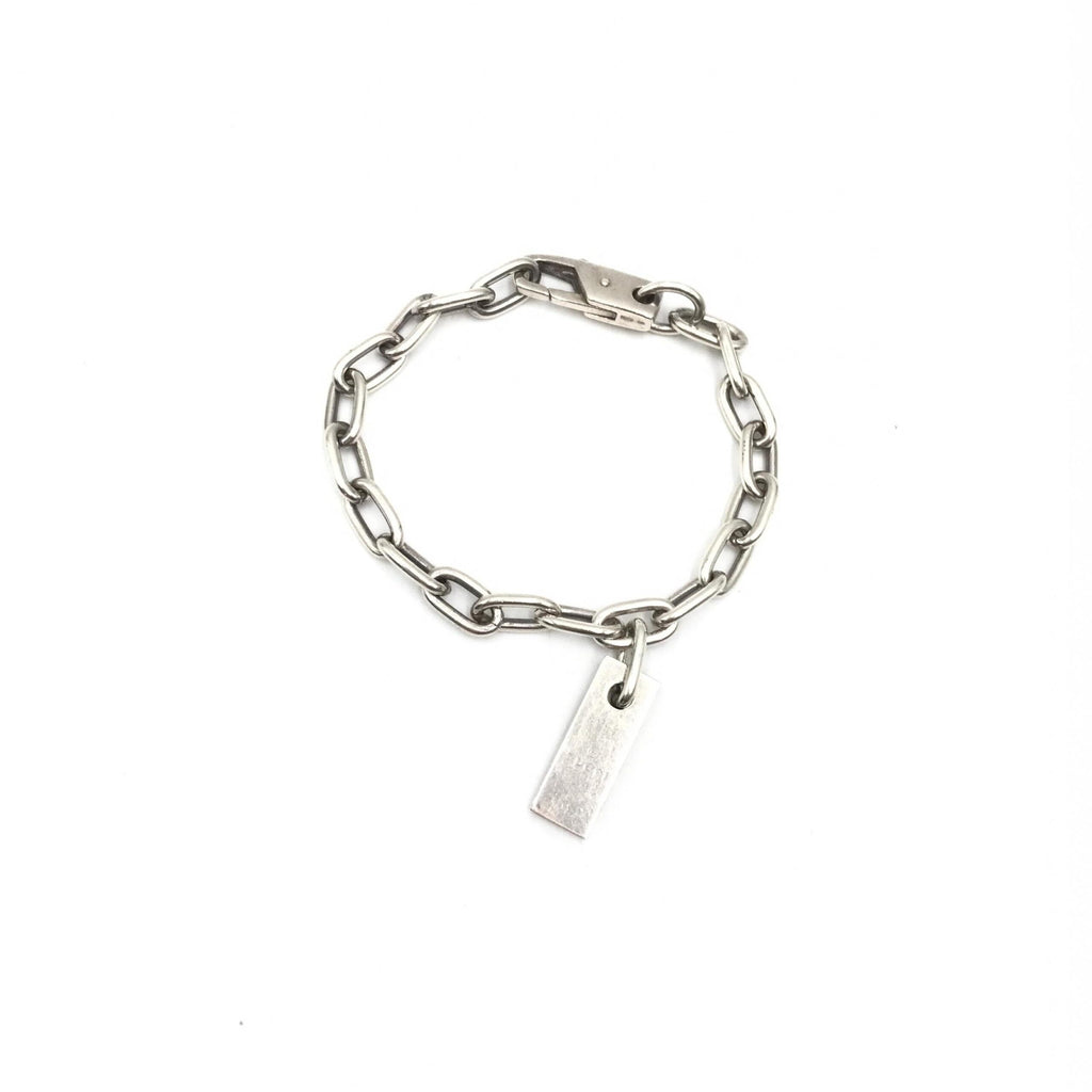 Sterling Silver Logo Plate Chain Bracelet