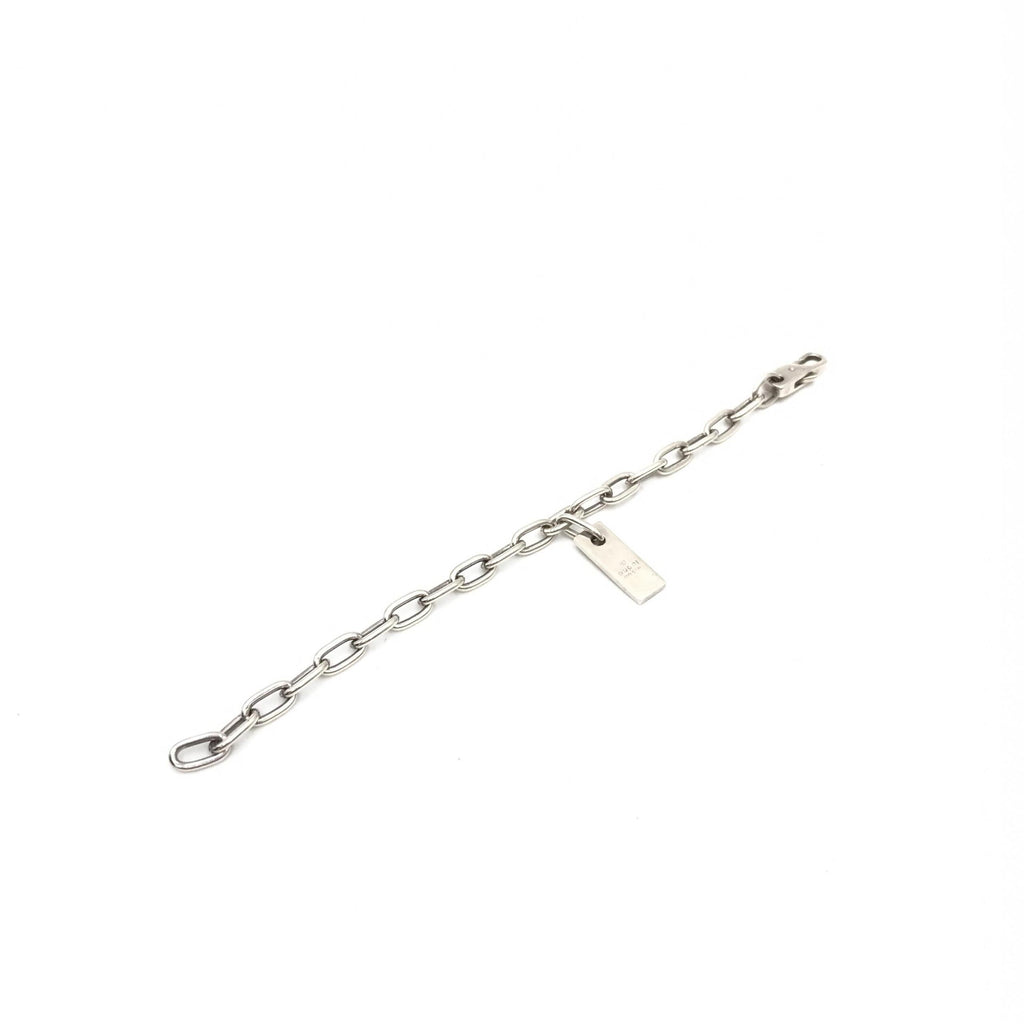 Sterling Silver Logo Plate Chain Bracelet