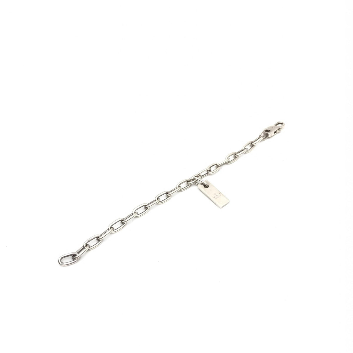 Sterling Silver Logo Plate Chain Bracelet