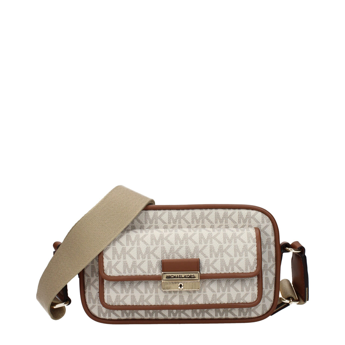 Beige Fabric Crossbody Bag