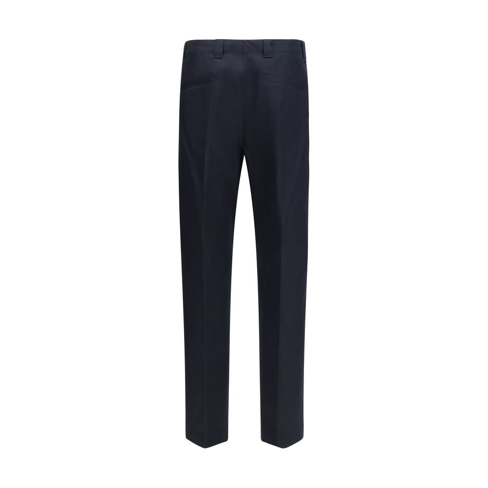 Blue Cotton Casual Pants