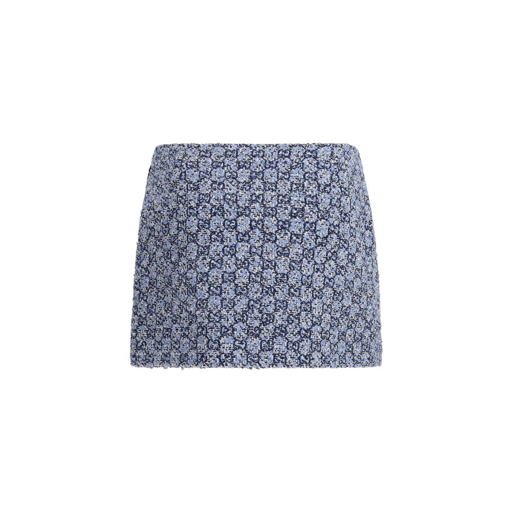Blue Cotton Mini Skirt