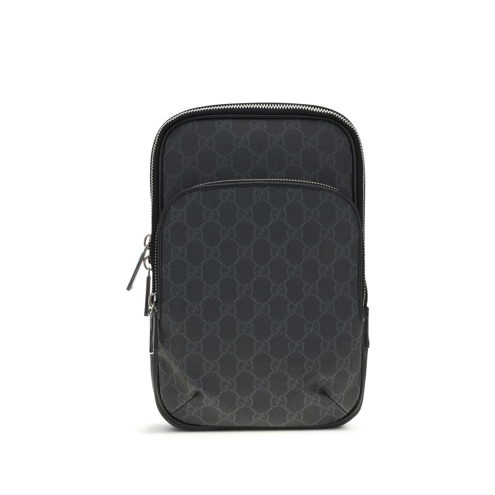 Black Polyurethane Shoulder Bag