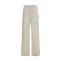 Beige Cotton Straight-Leg Jeans