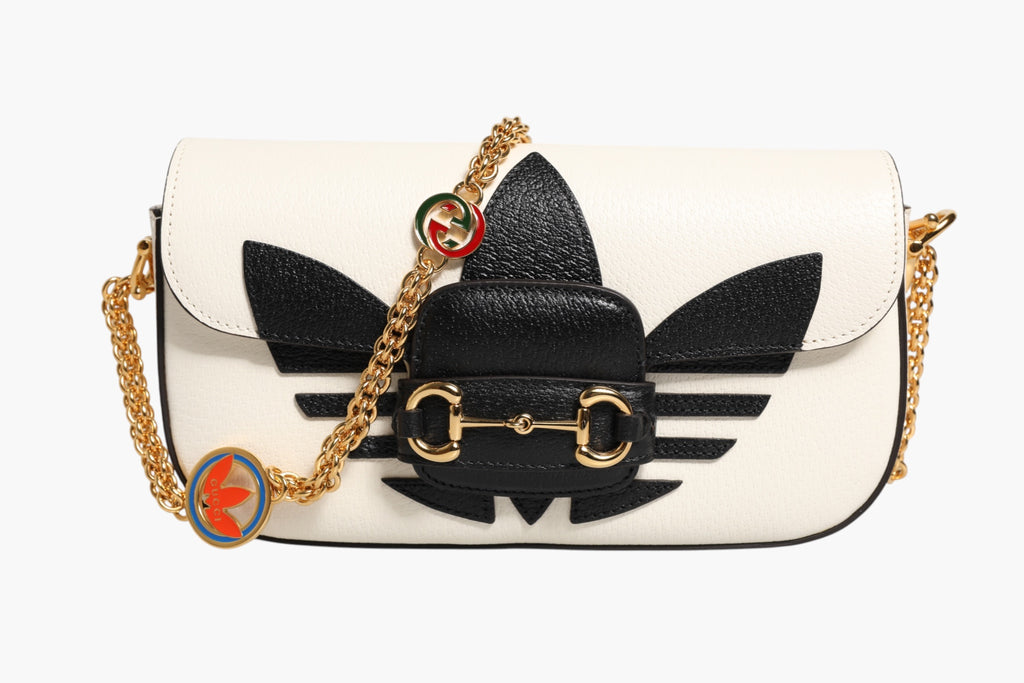 Gucci x Adidas Horsebit 1955  White Black Calfskin Leather Shoulder Bag
