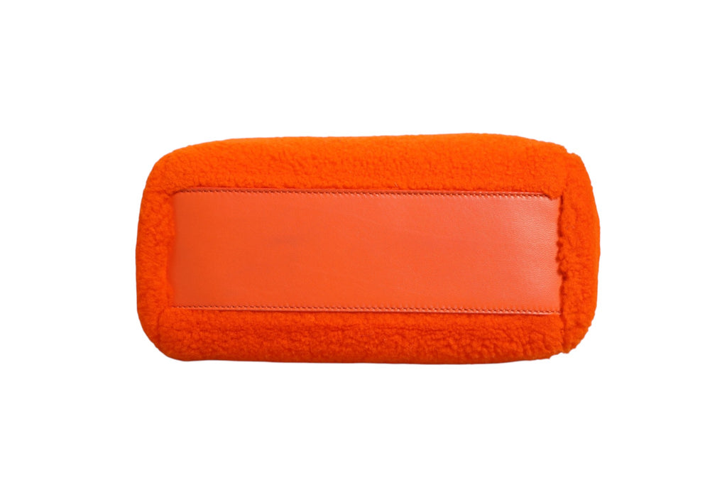Orange Leather and Shearling Mini Peekaboo Top Handle Bag