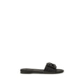 Black Calf Leather Bos Taurus Flat Sandals