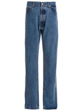 Blue Cotton Straight-Leg Jeans