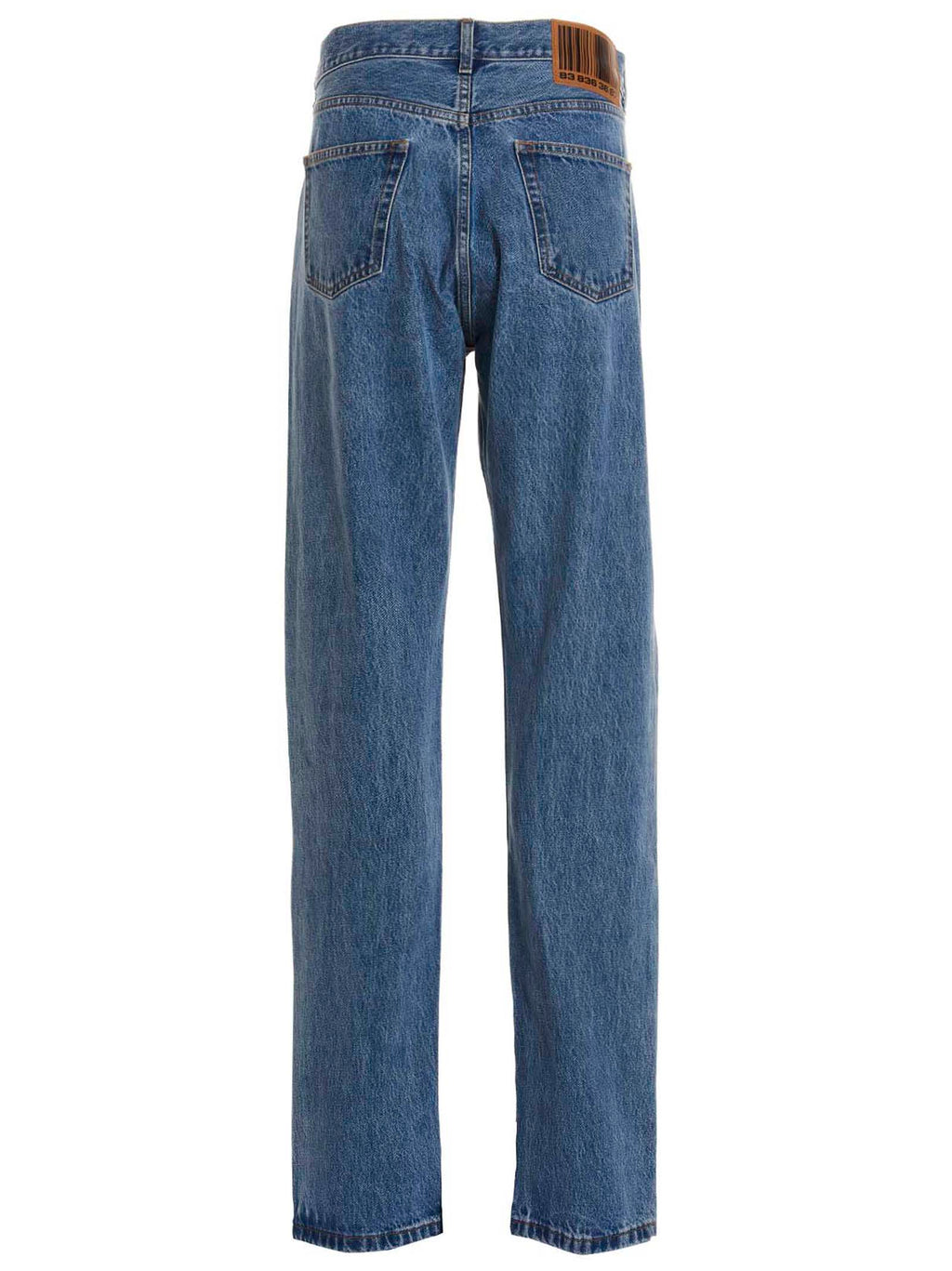 Blue Cotton Straight-Leg Jeans