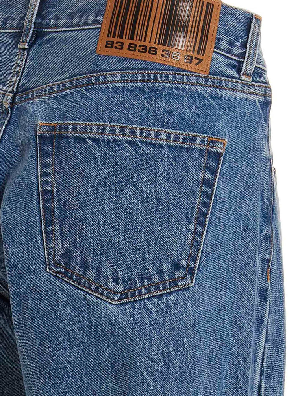 Blue Cotton Straight-Leg Jeans