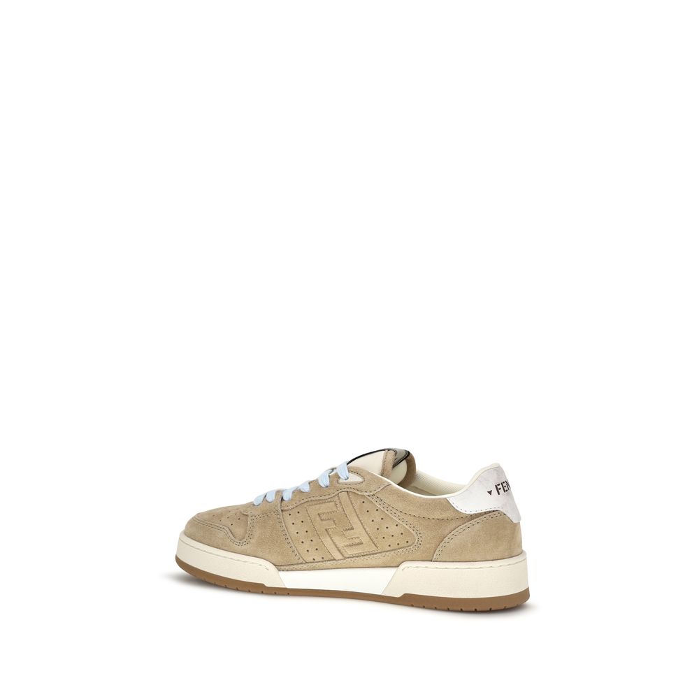 Beige Calf Leather Bos Taurus Athletic Sneakers