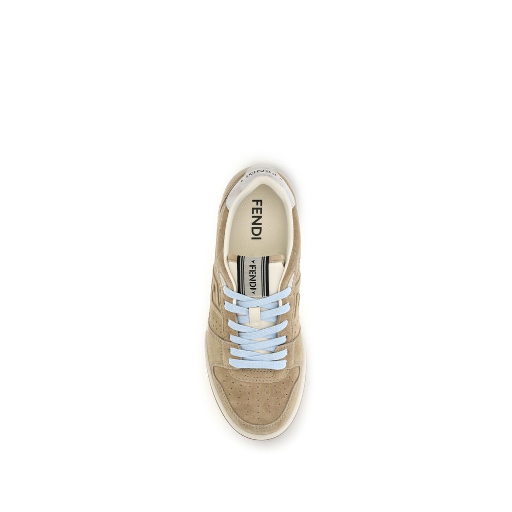 Beige Calf Leather Bos Taurus Athletic Sneakers
