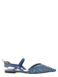 Blue Polyamide Ballet Flats