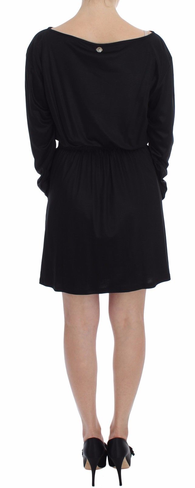 Black Modal Silk Shift Knee Dress