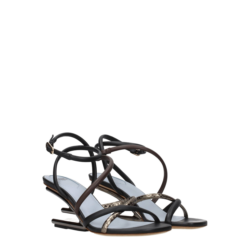 Multicolor Leather Flat Sandals