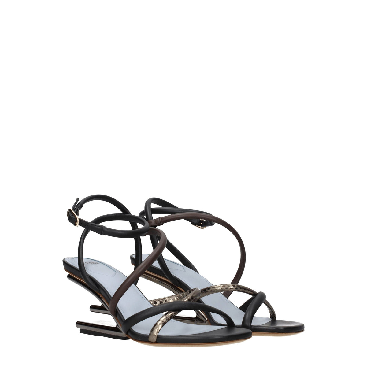 Multicolor Leather Flat Sandals