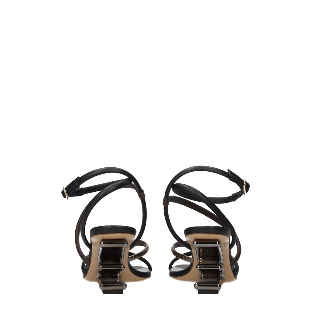 Multicolor Leather Flat Sandals