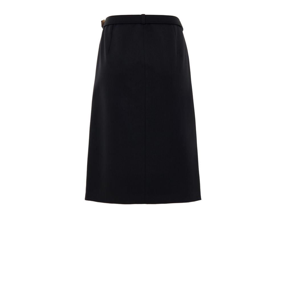 Black Wool Midi Skirt