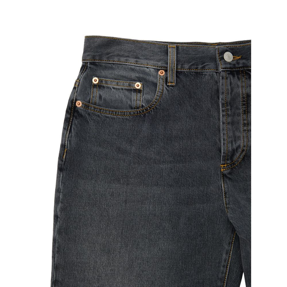 Gray Cotton Relaxed Fit Jeans